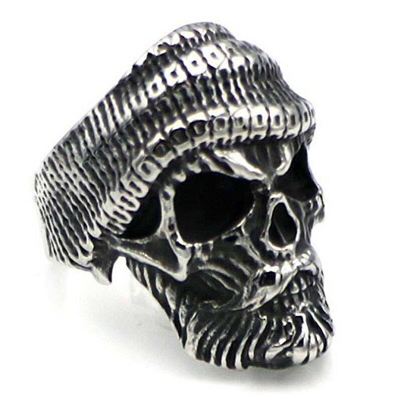 Men's Bearded Skull Ring Wearing Hat / Uncle Styling Ring Pirate Modeling Male Ring / Cool Rings - HARD'N'HEAVY