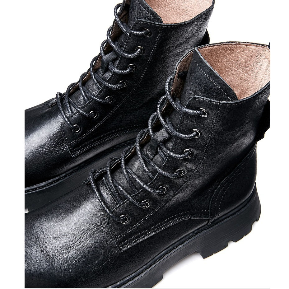 Men's Black Lace Up Boots / Leather Motorcycle Boots / Alternative Footwear - HARD'N'HEAVY
