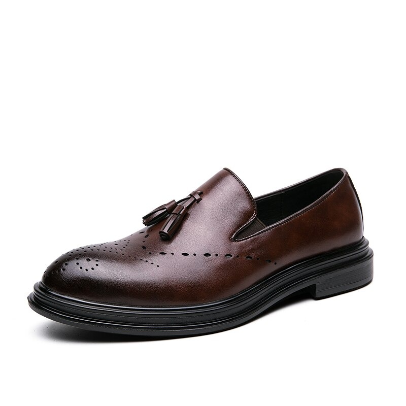 Men's Black Leather Loafers / Casual Breathable Shoes / Comfortable Footwear - HARD'N'HEAVY