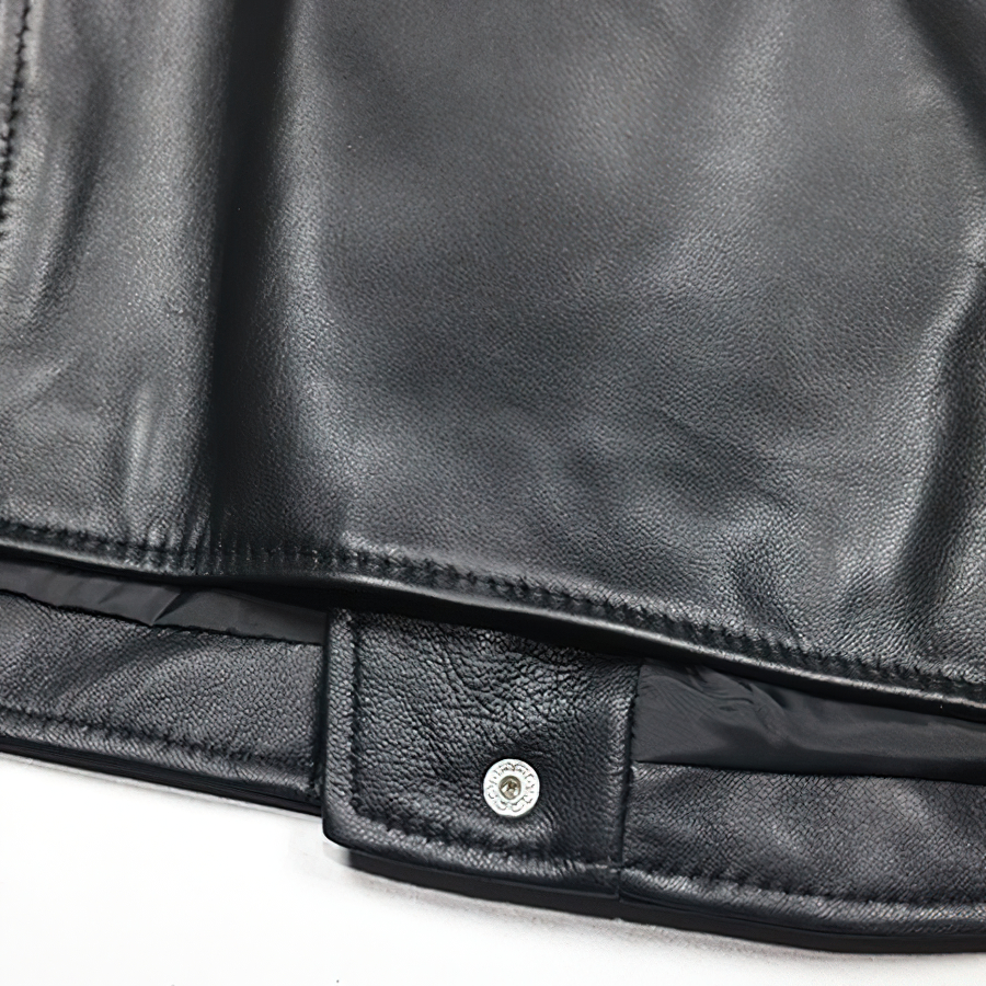 Men's Black Sheepskin Vintage Biker Jacket With Pockets / Genuine Leather Motorcycle Jackets - HARD'N'HEAVY