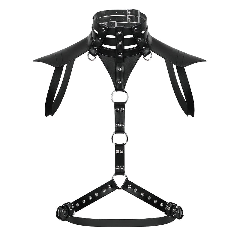 Men's Body Harness With Faux Leather / Halter Neck Buckles with O-rings - HARD'N'HEAVY