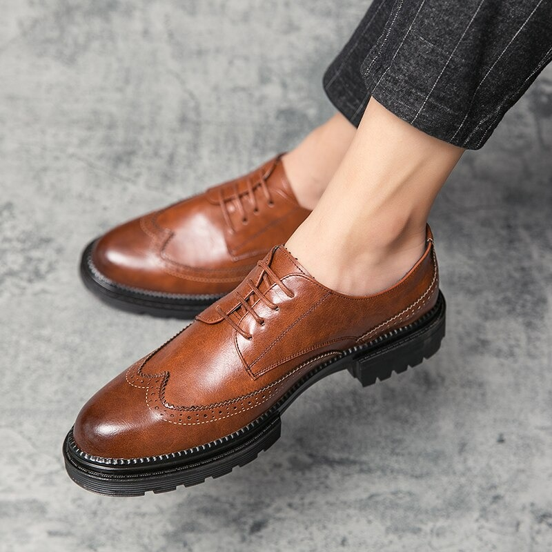 Men's Comfortable Leather Dress Shoes / Fashion Brand Oxford Shoes for Men / Casual Formal Footwear - HARD'N'HEAVY
