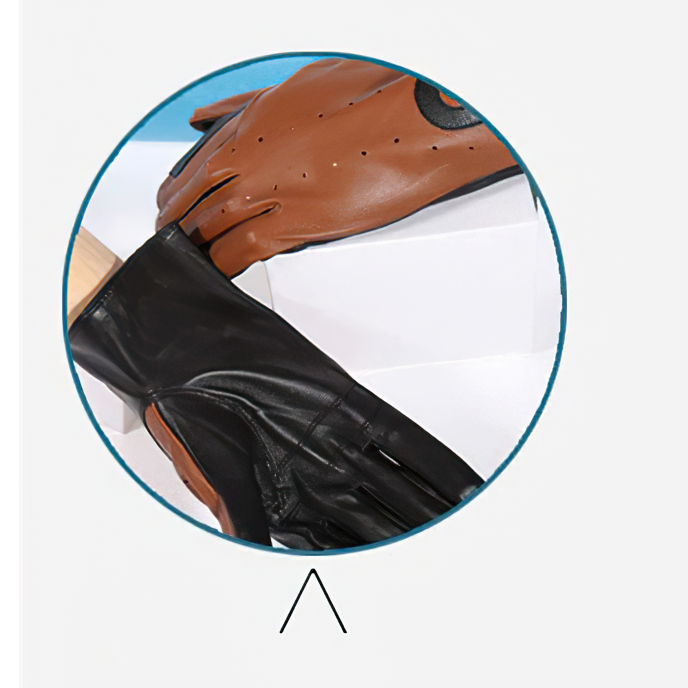 Brown and black men's sheepskin gloves, perfect for horse riding and stylish comfort.