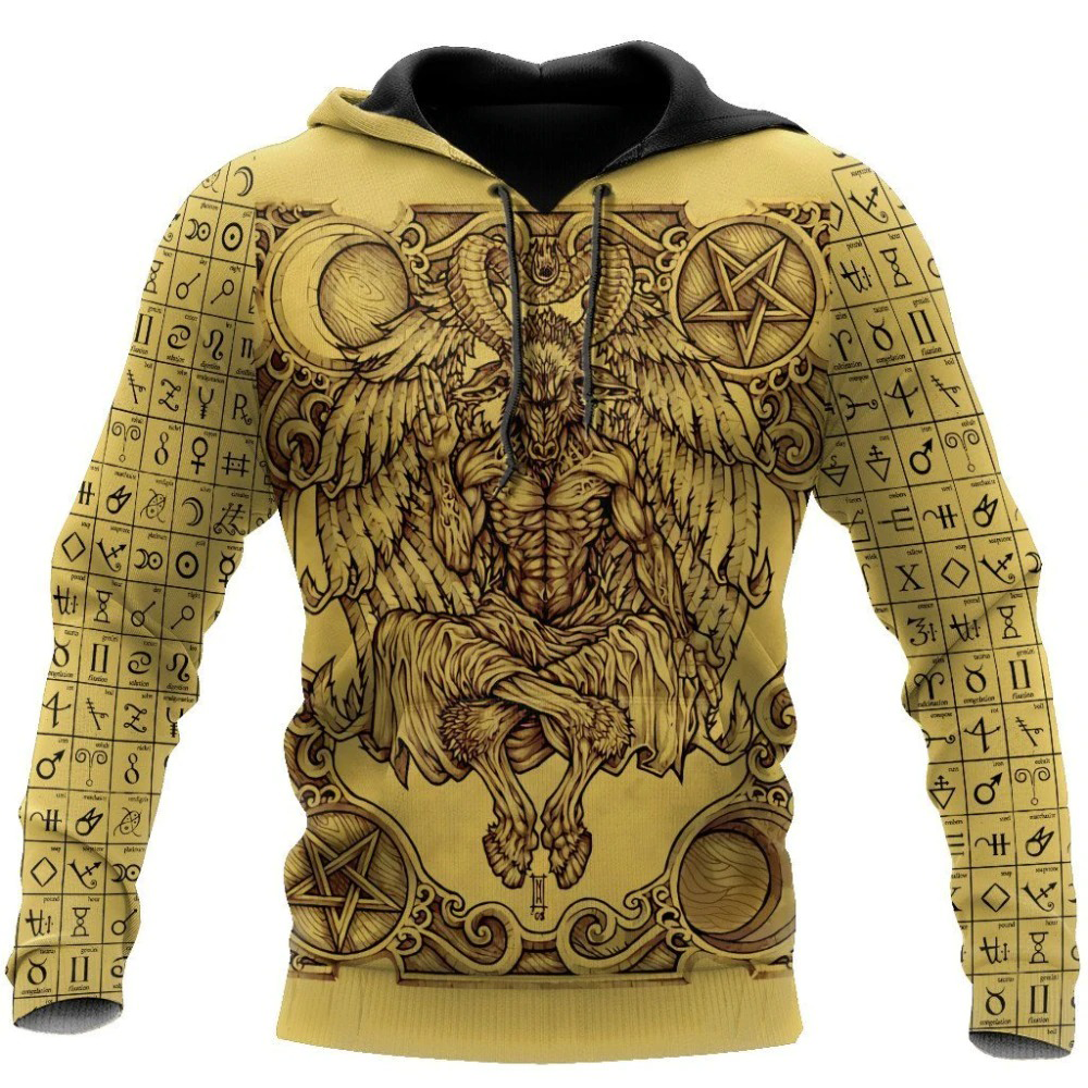 Men's Hoodie with Satanic Symbol / Fashion Casual Hoodie with Zipper - HARD'N'HEAVY