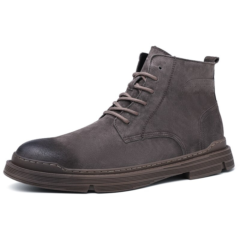 Mens Lace Up Suede Boots / Military Breathable Boots / Casual Motorcycle Footwear - HARD'N'HEAVY