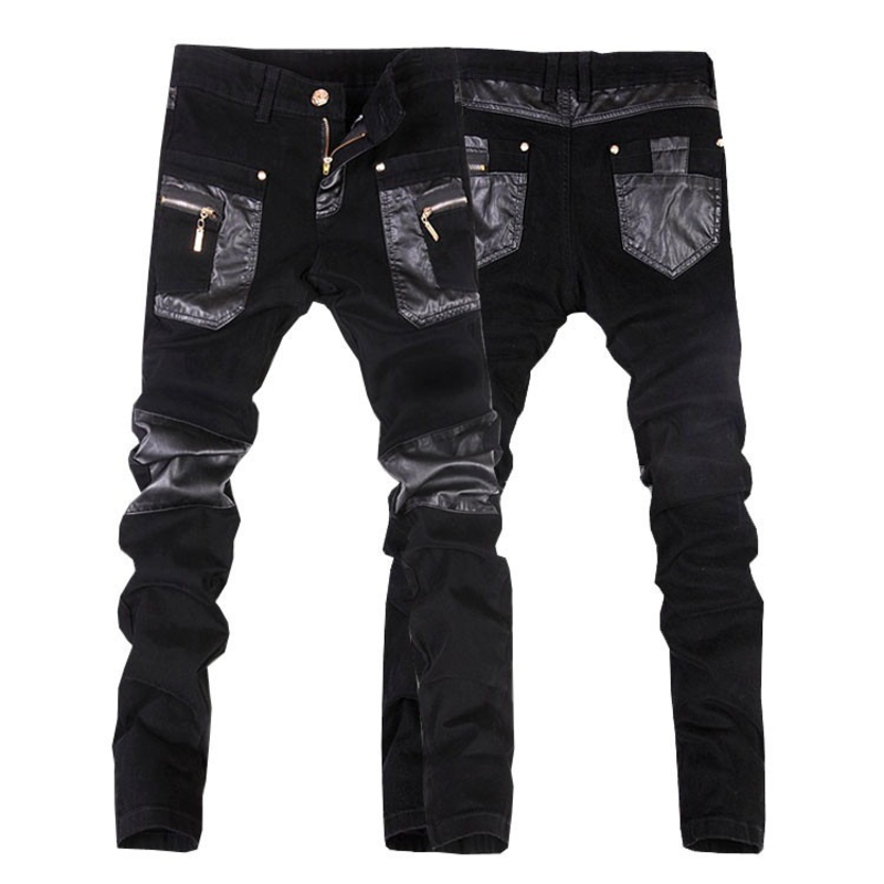 Men's Leather Pants in Gothic Style / Biker's Skinny Cotton Pants - HARD'N'HEAVY