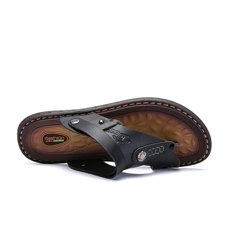 Men's leather sandals with a stylish design, perfect for summer outings and casual wear.