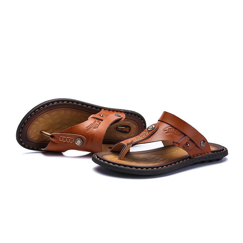 Men's leather sandals in brown, perfect casual footwear for summer outings and festivals.