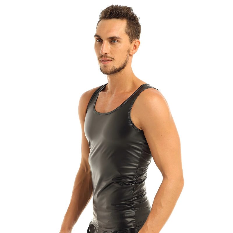Men's Lingerie Tops With Leather / Casual Sleeveless Top For Men - HARD'N'HEAVY