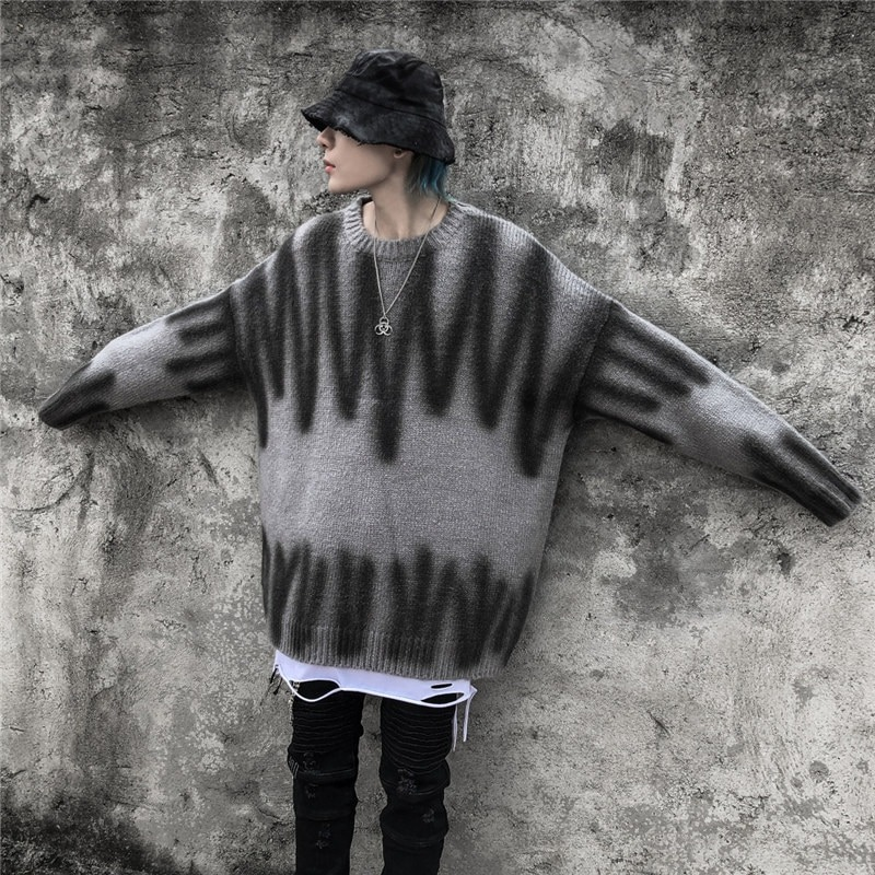 Men's Long Knitted Sweaters / Casual Oversized Clothing in Punk Style - HARD'N'HEAVY