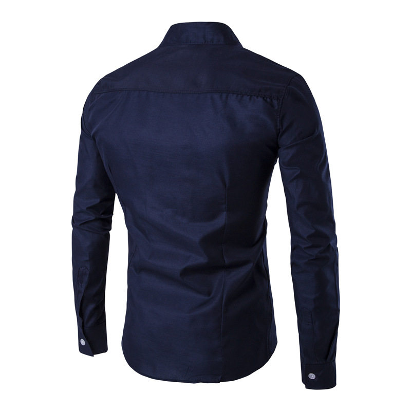 Men's Long Sleeve Tuxedo Shirt  / Casual Slant Button Shirt in Black and White colours - HARD'N'HEAVY