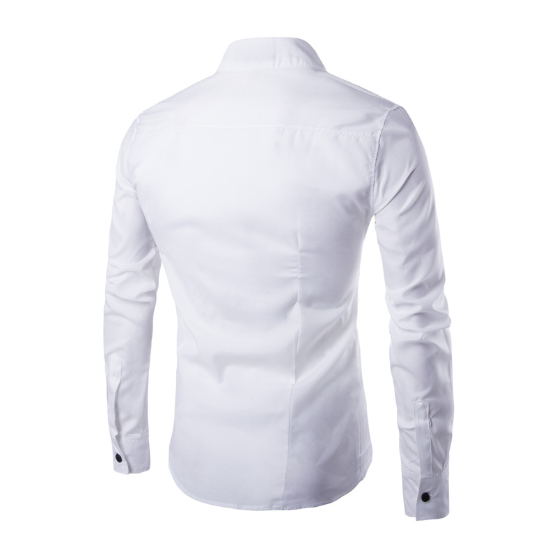 Men's Long Sleeve Tuxedo Shirt  / Casual Slant Button Shirt in Black and White colours - HARD'N'HEAVY