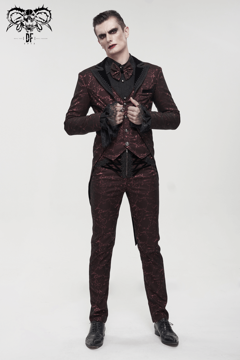 Men's Long Straight Fit Trousers in Gothic Style / Vintage Zipper Front Pants with Lace-Up And Lace - HARD'N'HEAVY