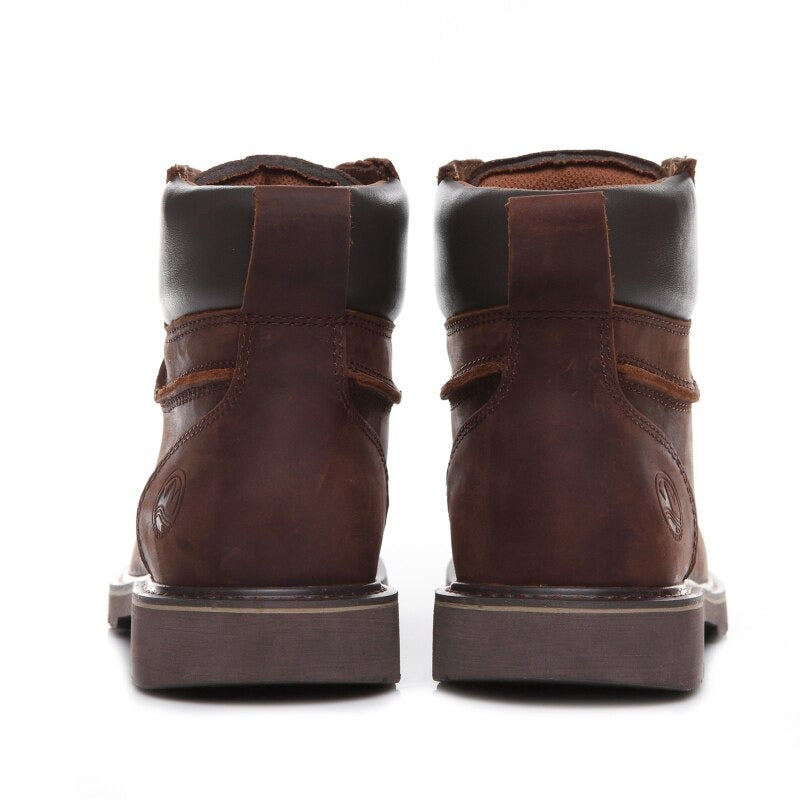 Men's Military Boots - Genuine leather safety footwear with durable rubber outsoles and stylish metal details.