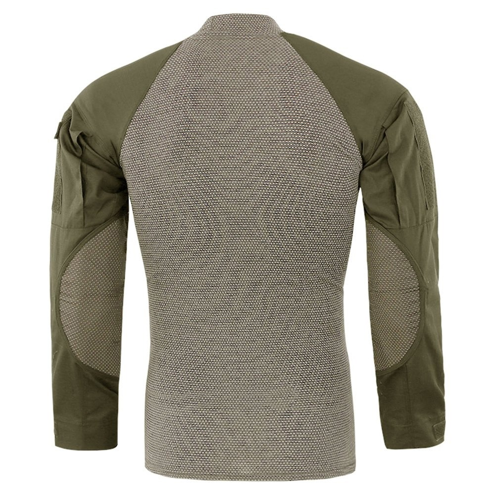 Men's military tactical sweatshirt showing the back design with camouflage pattern and breathable fabric.