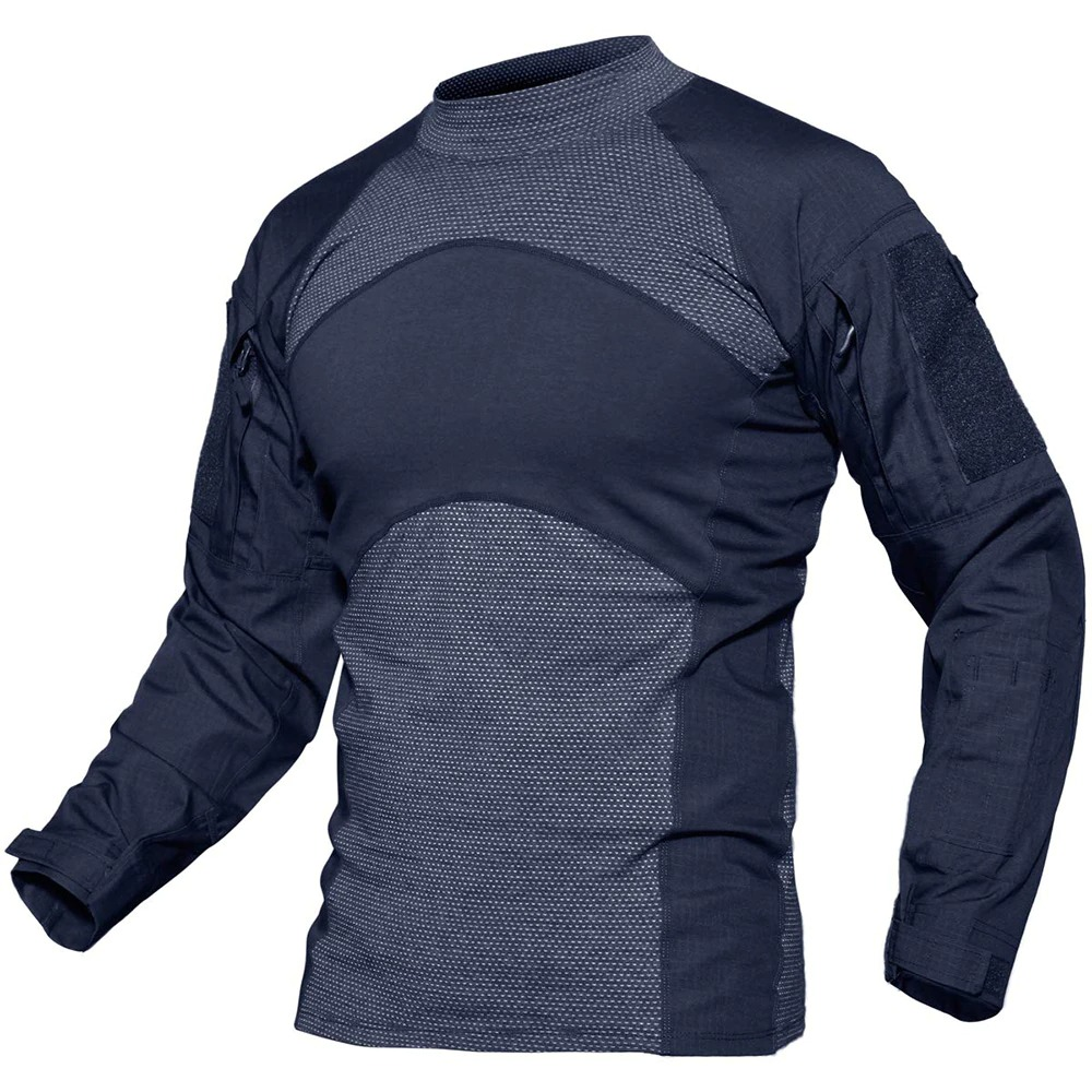 Men's military tactical sweatshirt with breathable fabric and camouflage details, perfect for outdoor activities.