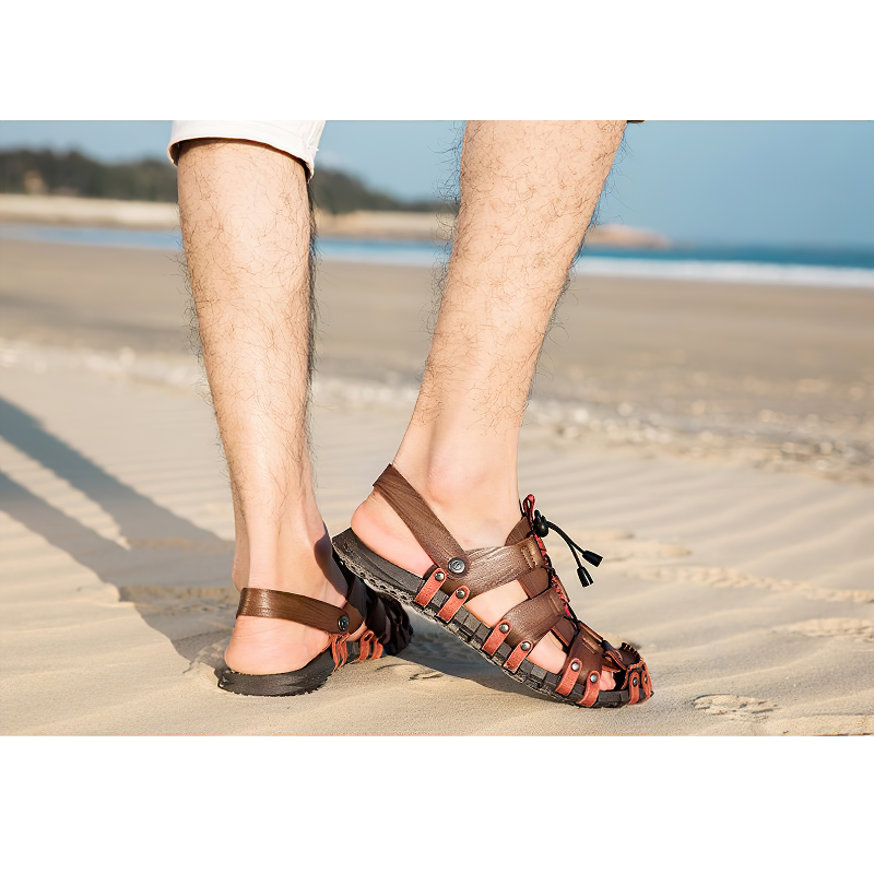 Men's outdoor summer sandals featuring lace-up design, perfect for beach outings and casual wear on sunny days.