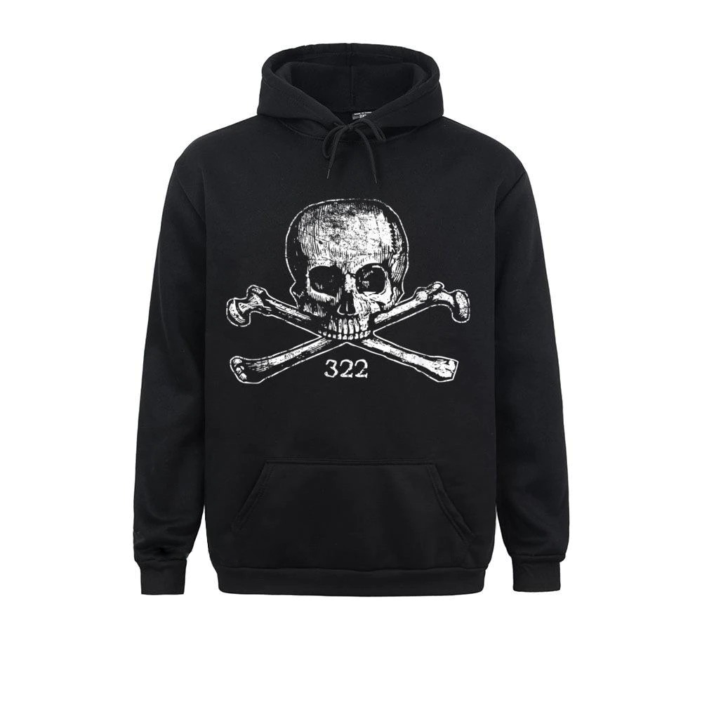 Men's oversized black hoodie with skull and crossbones print, perfect for punk style fashion.