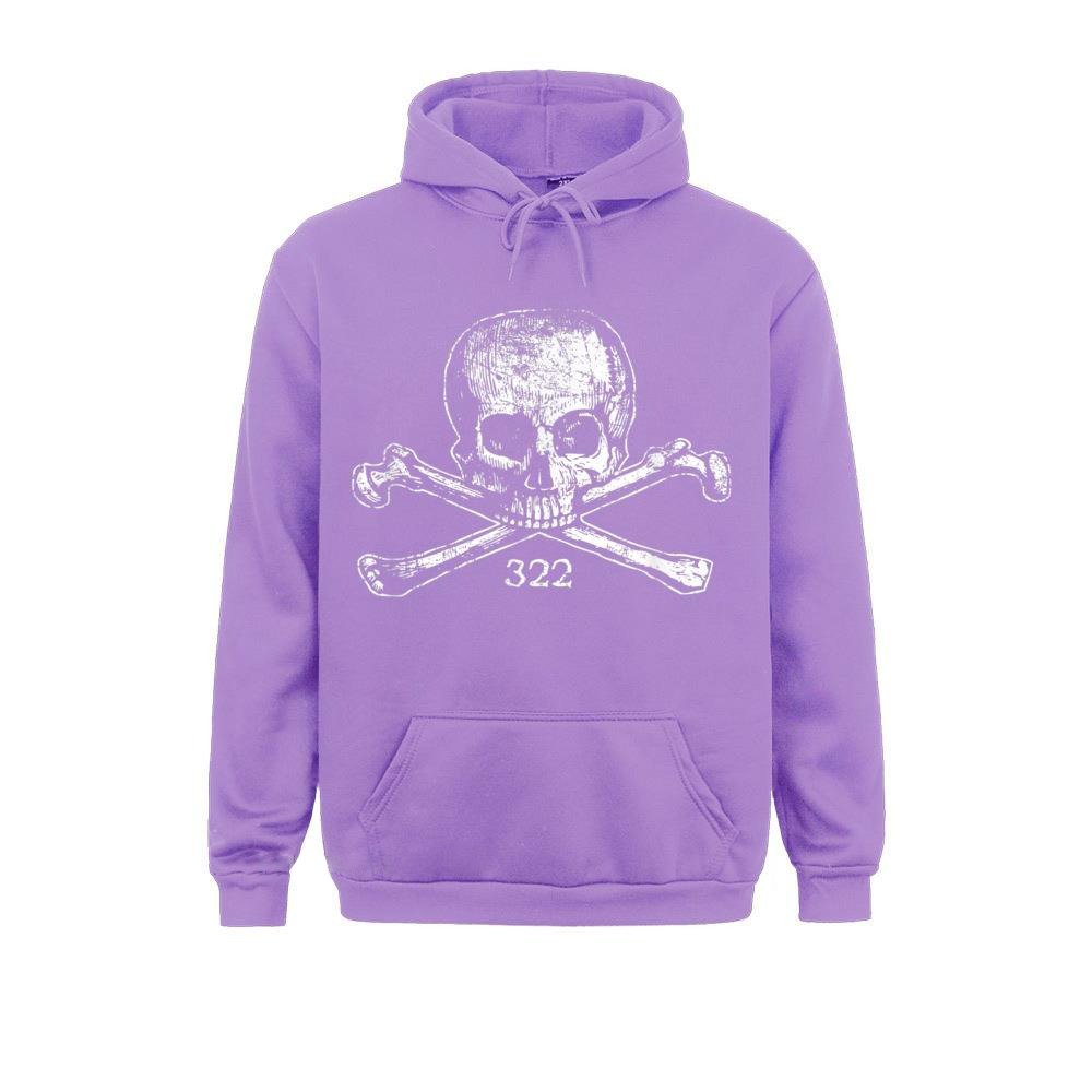 Men's oversize hoodie in purple with stylish skull and crossbones print, perfect for punk fashion lovers.