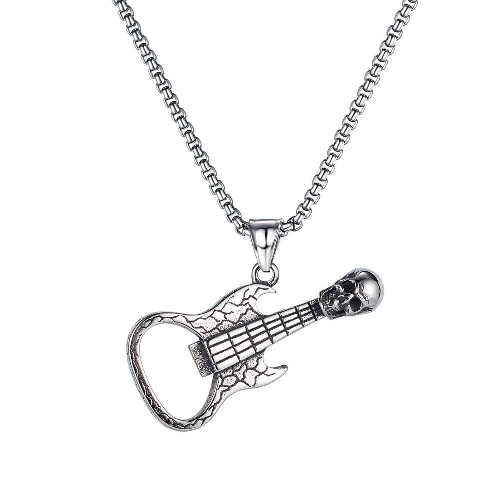 Men's Rock Stainless Steel Necklaces  / Guitar Style Bottle Opener Jewerly - HARD'N'HEAVY