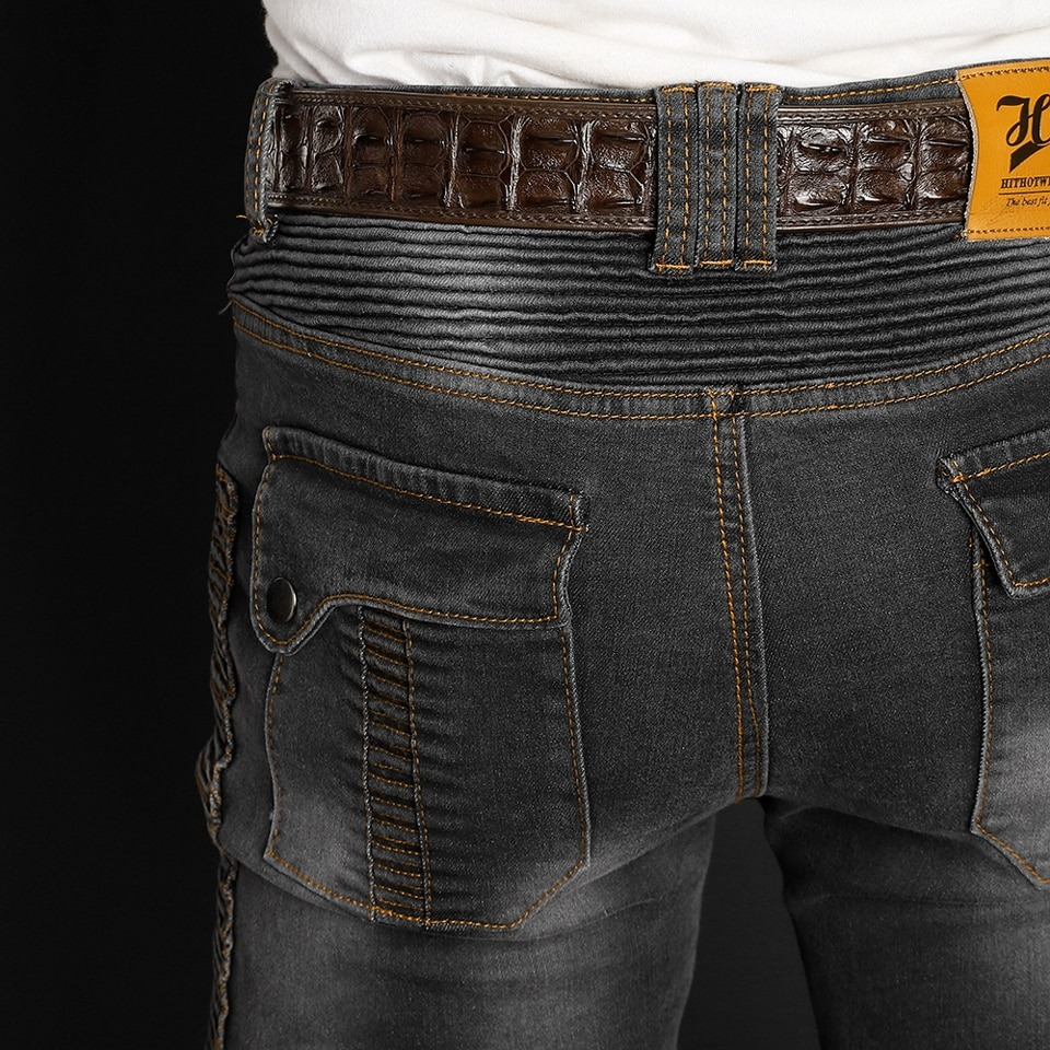 Men's slim biker jeans showcasing a stylish design with quality materials and fitted cut for a perfect look.