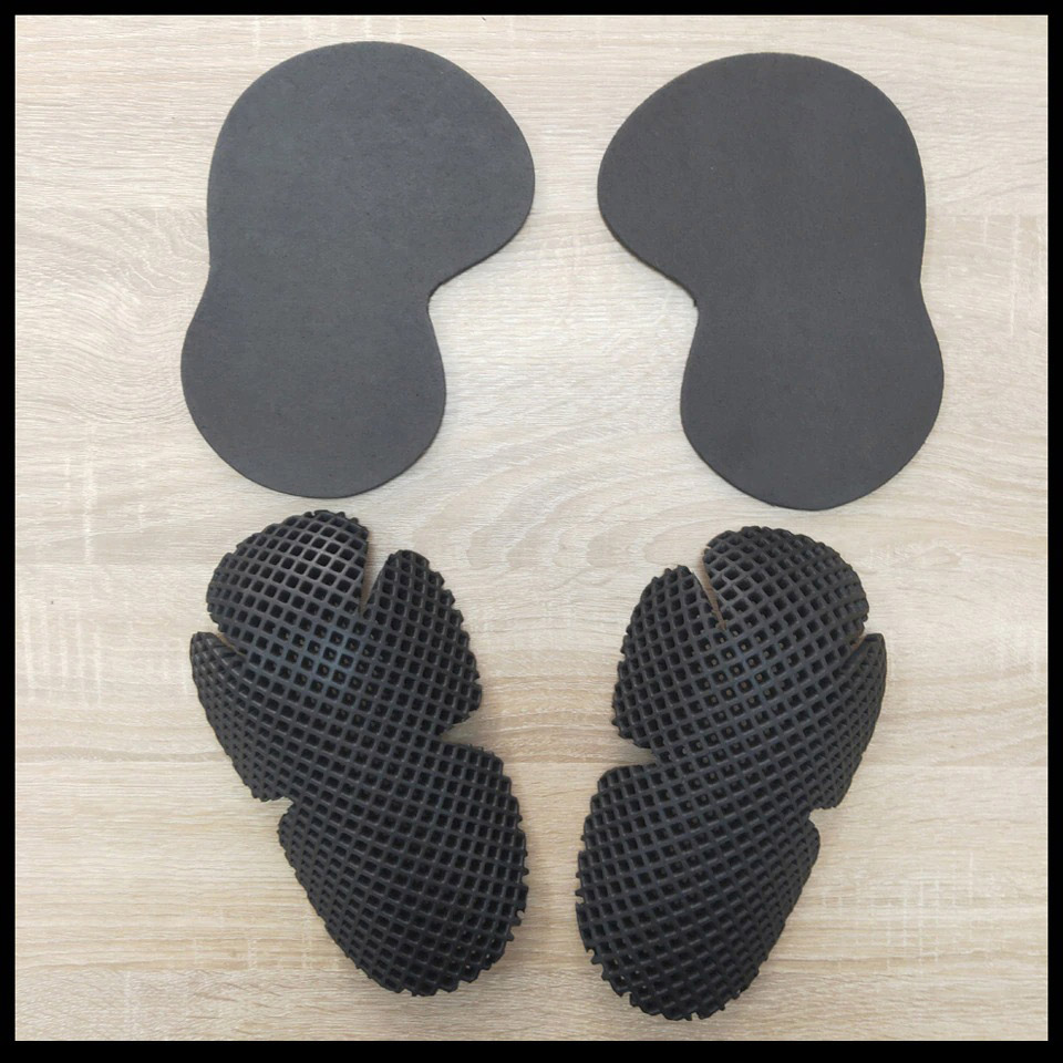 Black protective padding and foam inserts for motorcycle gear, designed for safety and comfort.