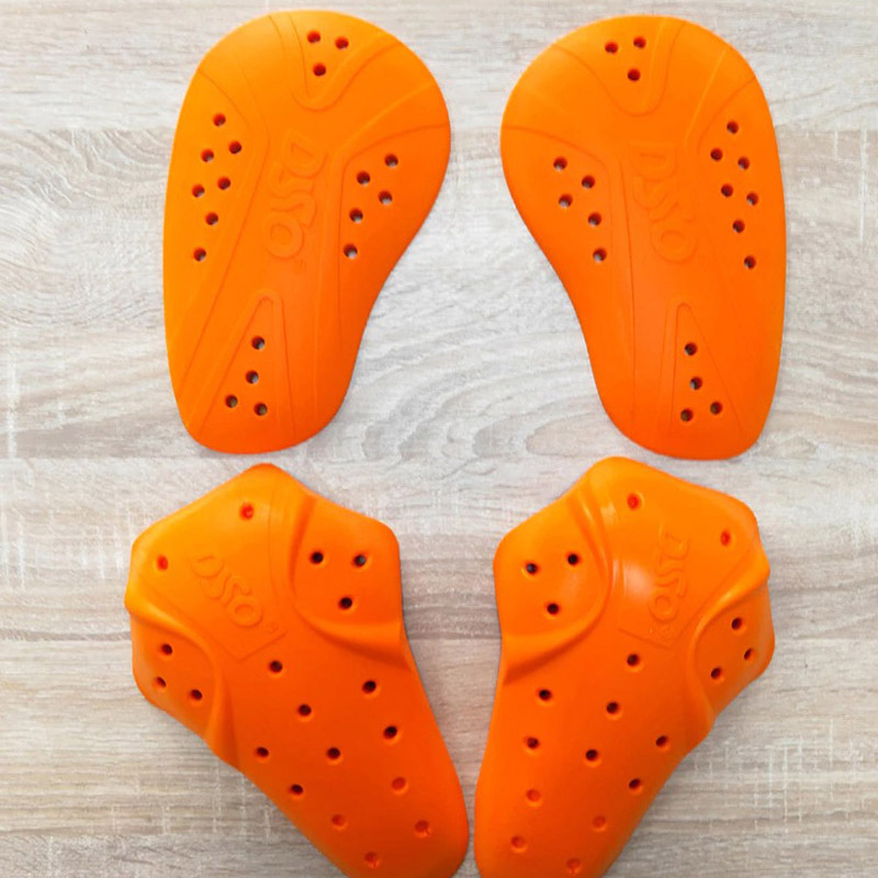 Orange motorcycle protective armor pads for enhanced safety and comfort during riding.