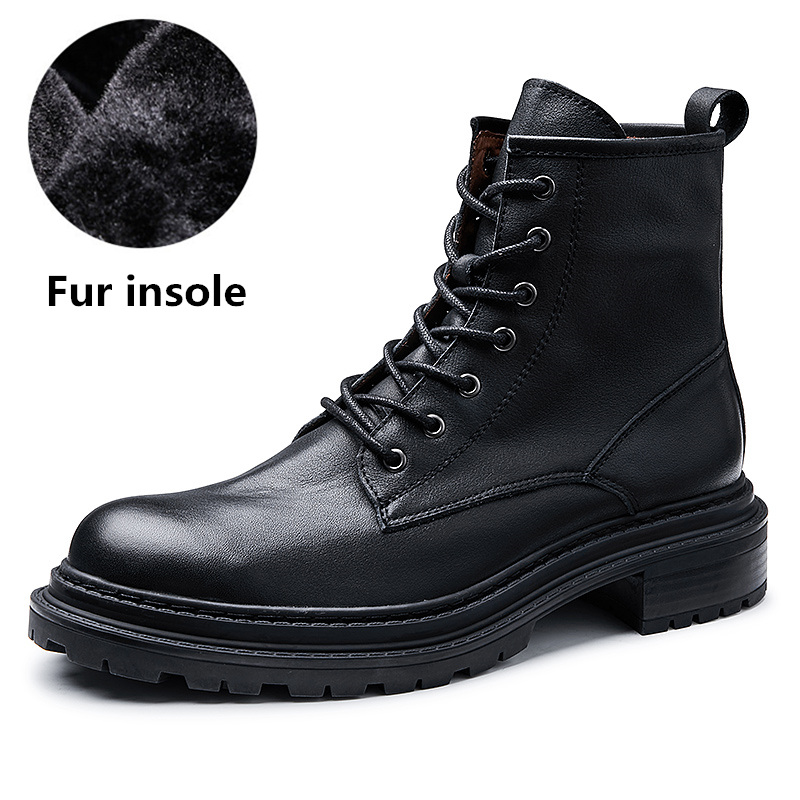 Men's Round Toe Genuine Leather Boots / Casual Lace Up And Zipper Boots / Fashion Male Shoes - HARD'N'HEAVY