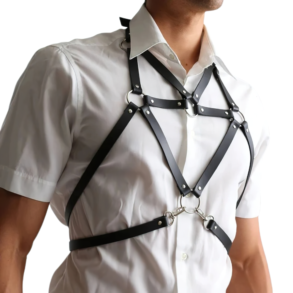 Men's Sexy PU Leather Adjustable Harness / Male BDSM Bondage Belts for Punk Style - HARD'N'HEAVY