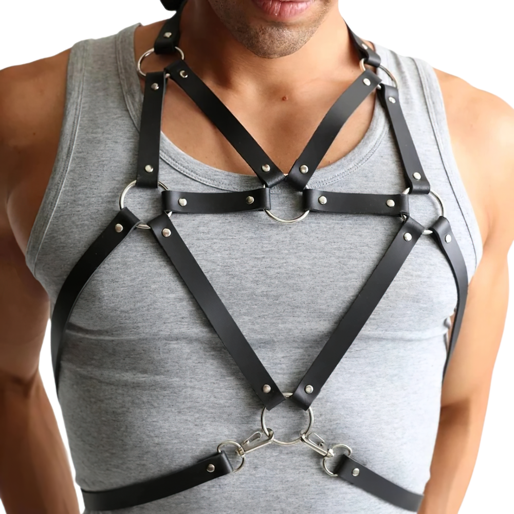 Men's Sexy PU Leather Adjustable Harness / Male BDSM Bondage Belts for Punk Style - HARD'N'HEAVY
