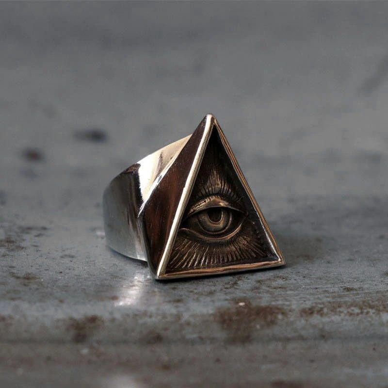 Men's Stainless Steel Jewelry / Cool Vintage Pyramid Ring / Rock Style Ring With Eye - HARD'N'HEAVY