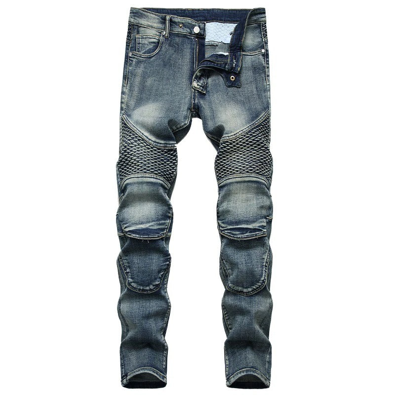 Men's Stretch Skateboard Punk Jeans / Straight Denim Trousers In 3 Colors / Fashion Male Streetwear - HARD'N'HEAVY
