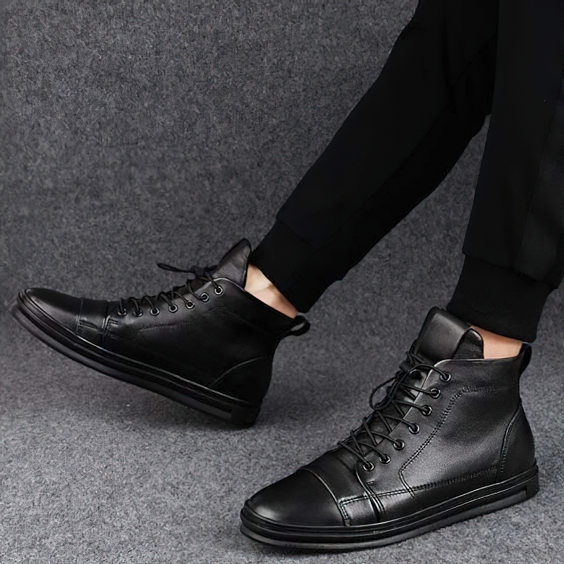 Men's Stylish Ankle Boots Of Genuine Leather / Male Warm Waterproof Footwear - HARD'N'HEAVY