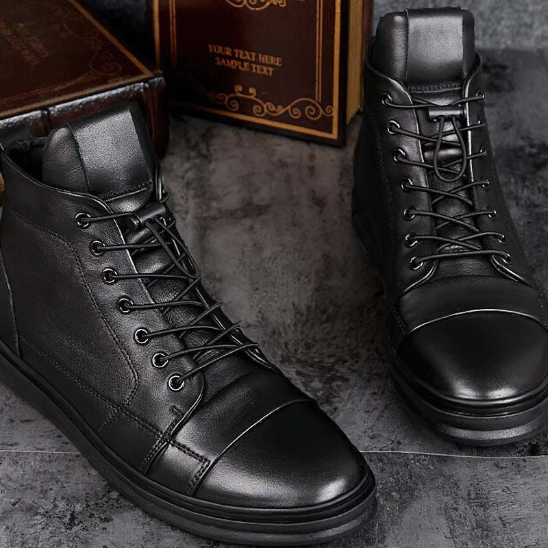 Men's stylish black leather ankle boots with modern design and flexible soles for ultimate comfort and casual style.