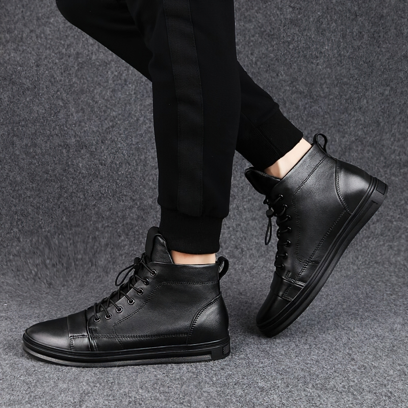 Men's Stylish Ankle Boots Of Genuine Leather / Male Warm Waterproof Footwear - HARD'N'HEAVY