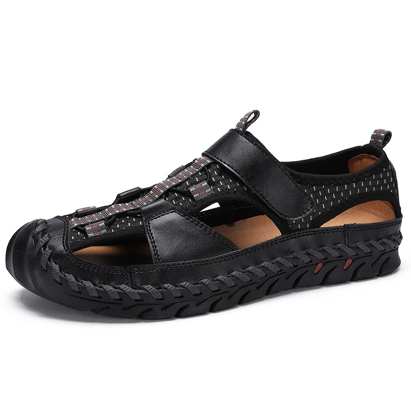 Men's summer leather sandals with non-slip outsole, stylish and comfortable casual footwear for warmer days.