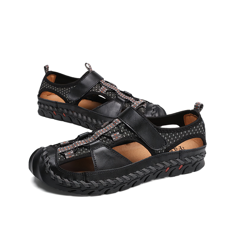 Men's summer leather sandals with non-slip outsole, stylish casual footwear for warmer days.