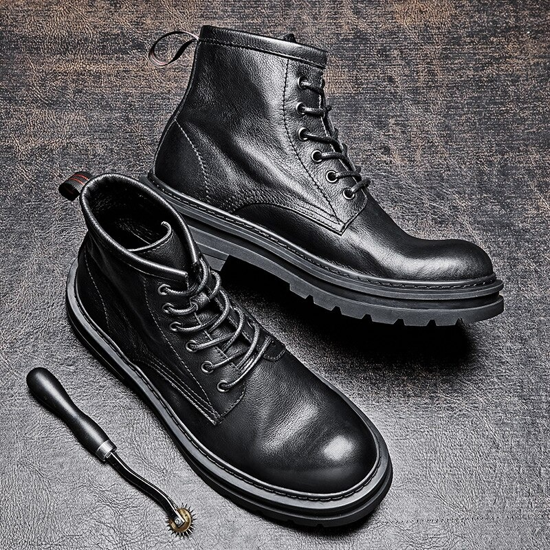 Men's Super Soft Leather Lace Up Retro Boots / Сomfortable Male Shoes - HARD'N'HEAVY