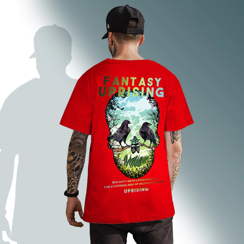 Men's T-Shirt with Fashion Skull Print / Cool Gothic Short Sleeve T-Shirt - HARD'N'HEAVY