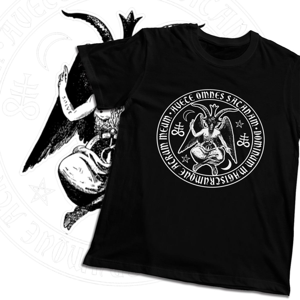 Men's Vintage Cotton T-Shirt / Satanic Crosses Symbol T-Shirt in Rock Style - HARD'N'HEAVY