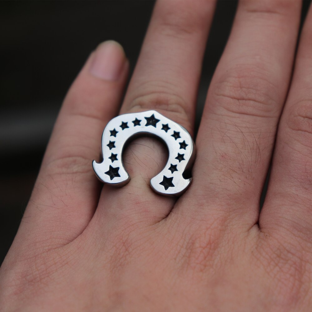 Men's Vintage Cowboy Ring / Stainless Steel Horseshoe Ring / Male Ring With Stars - HARD'N'HEAVY