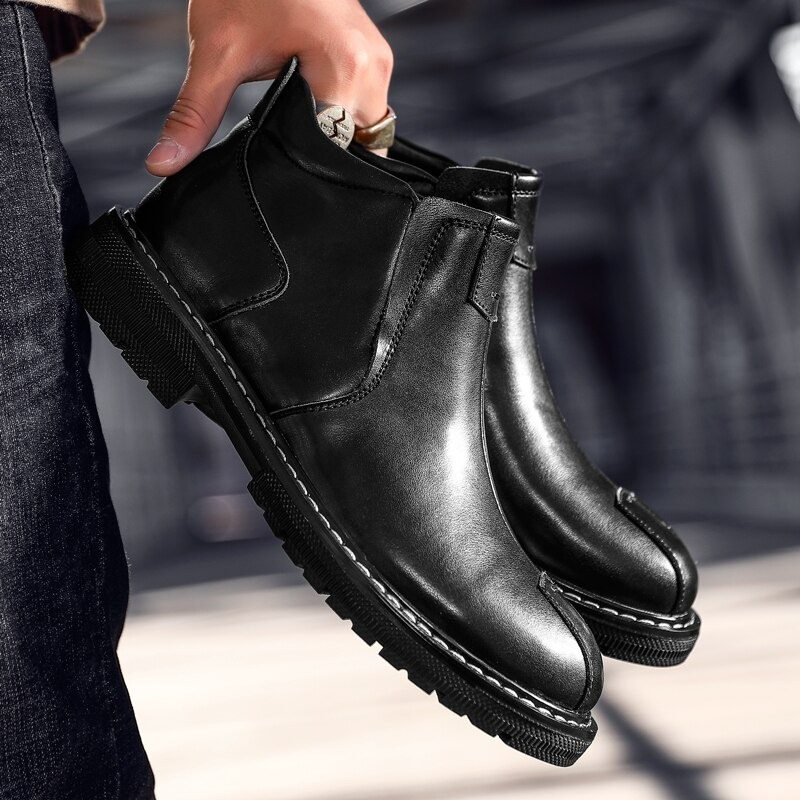 Men's Warm Ankle Boots / Fashion Leather Shoes / Classic Comfy Boots