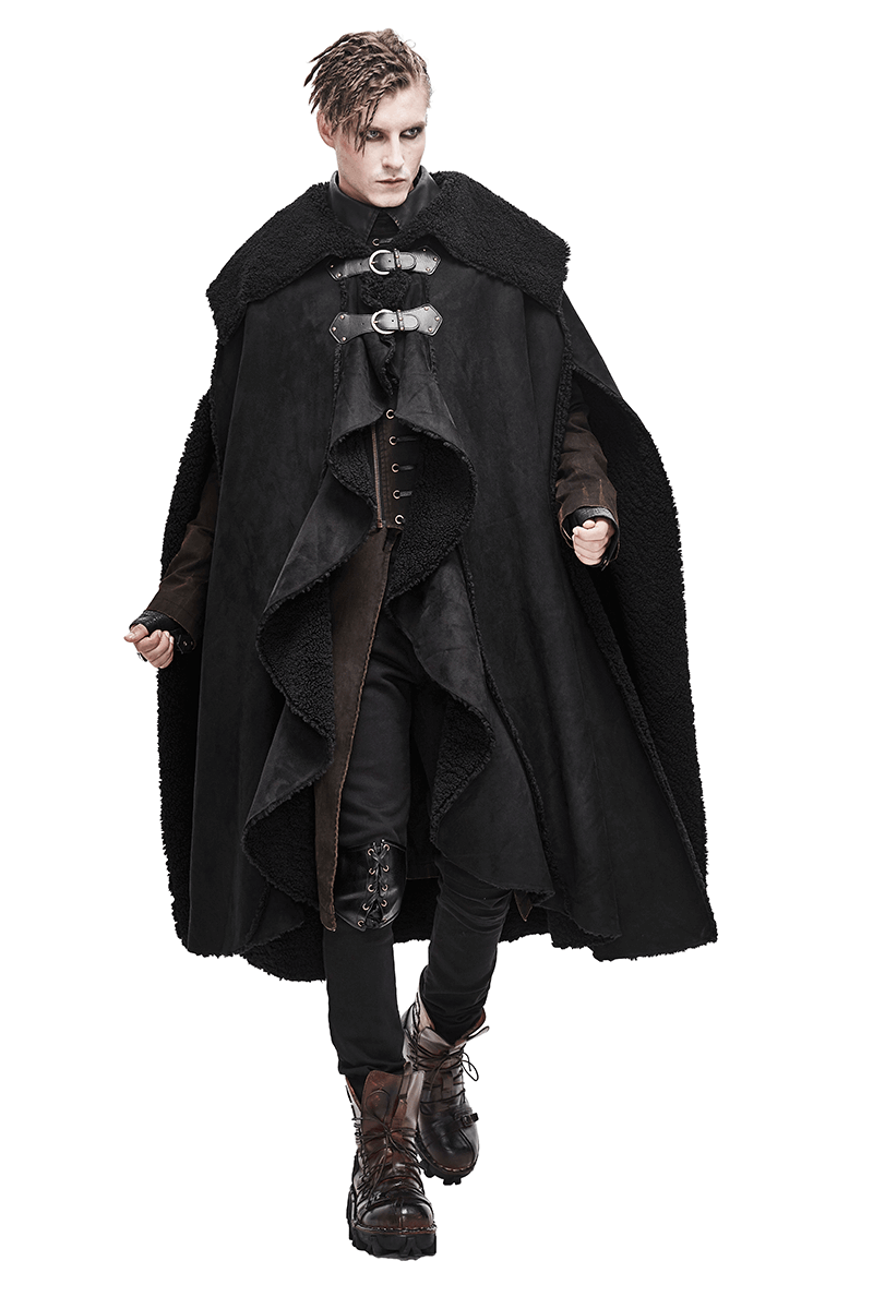 Men's Warm Irregular Cloak / Gothic Long Cloak with Buckled Straps / Alternative Clothing - HARD'N'HEAVY