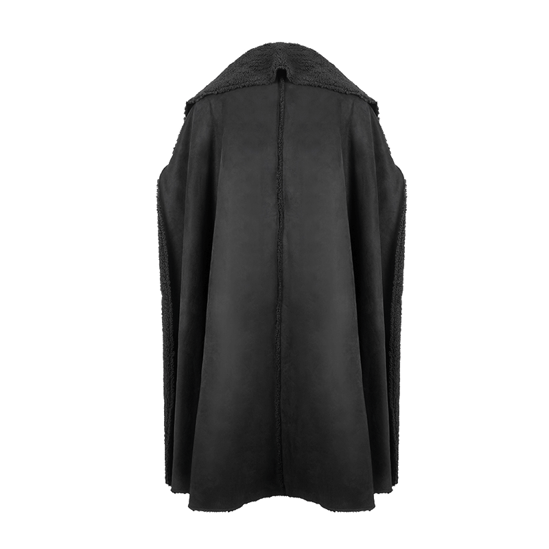 Men's black asymmetrical cloak with a stylish hood, perfect for gothic fashion lovers.