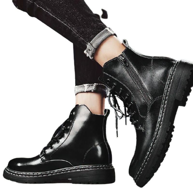 Men's Waterproof Ankle Boots Of Genuine Leather / Stylish Casual Male Shoes Of Zip - HARD'N'HEAVY