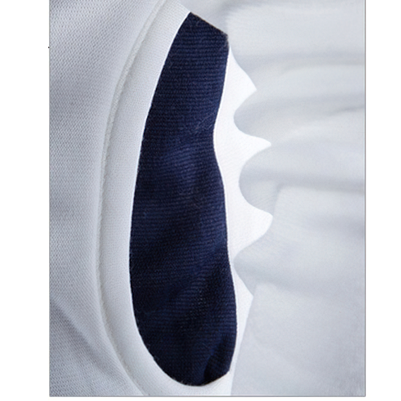 Close-up of a men's hoodie showcasing stylish zipper detail and navy fabric contrast design.