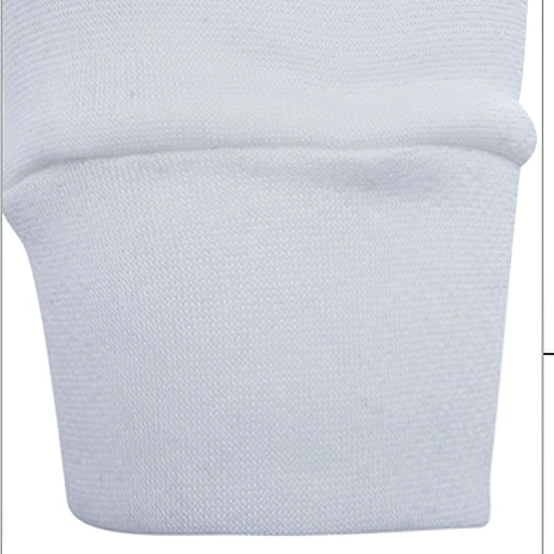 Close-up of a white cuff from a men's zipper hoodie, showcasing quality fabric and modern design details.