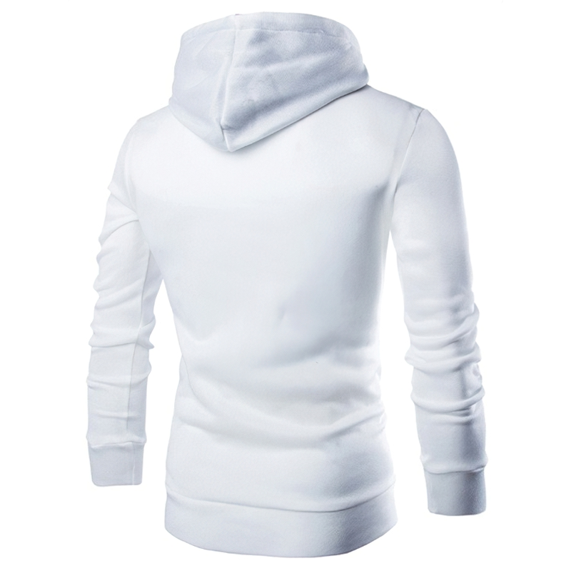 Men's white zipper hoodie with a stylish fitted cut and cozy hood, perfect for casual wear.
