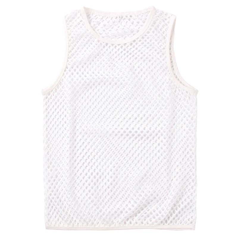 Mesh See-through Fishnet Tanks Tops for Men / Sexy Perspective Sleeveless Fitted Muscle Top - HARD'N'HEAVY