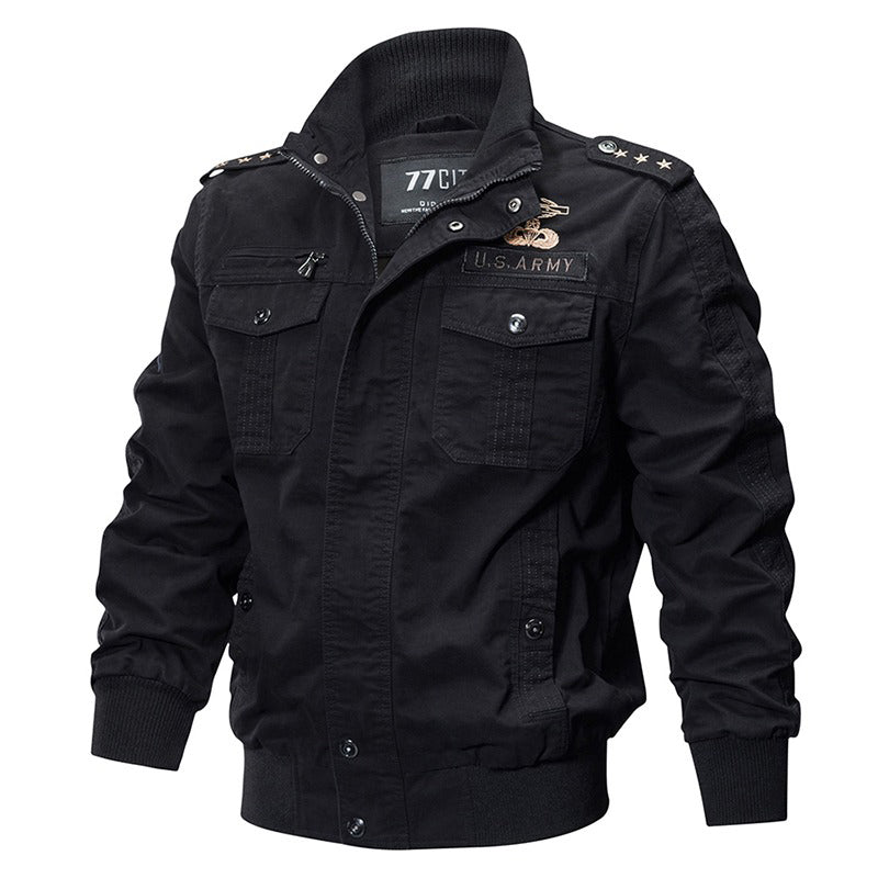 Military Air Force Jacket for Men / US Army Men Cotton Pilot Bomber Jacket Black - HARD'N'HEAVY